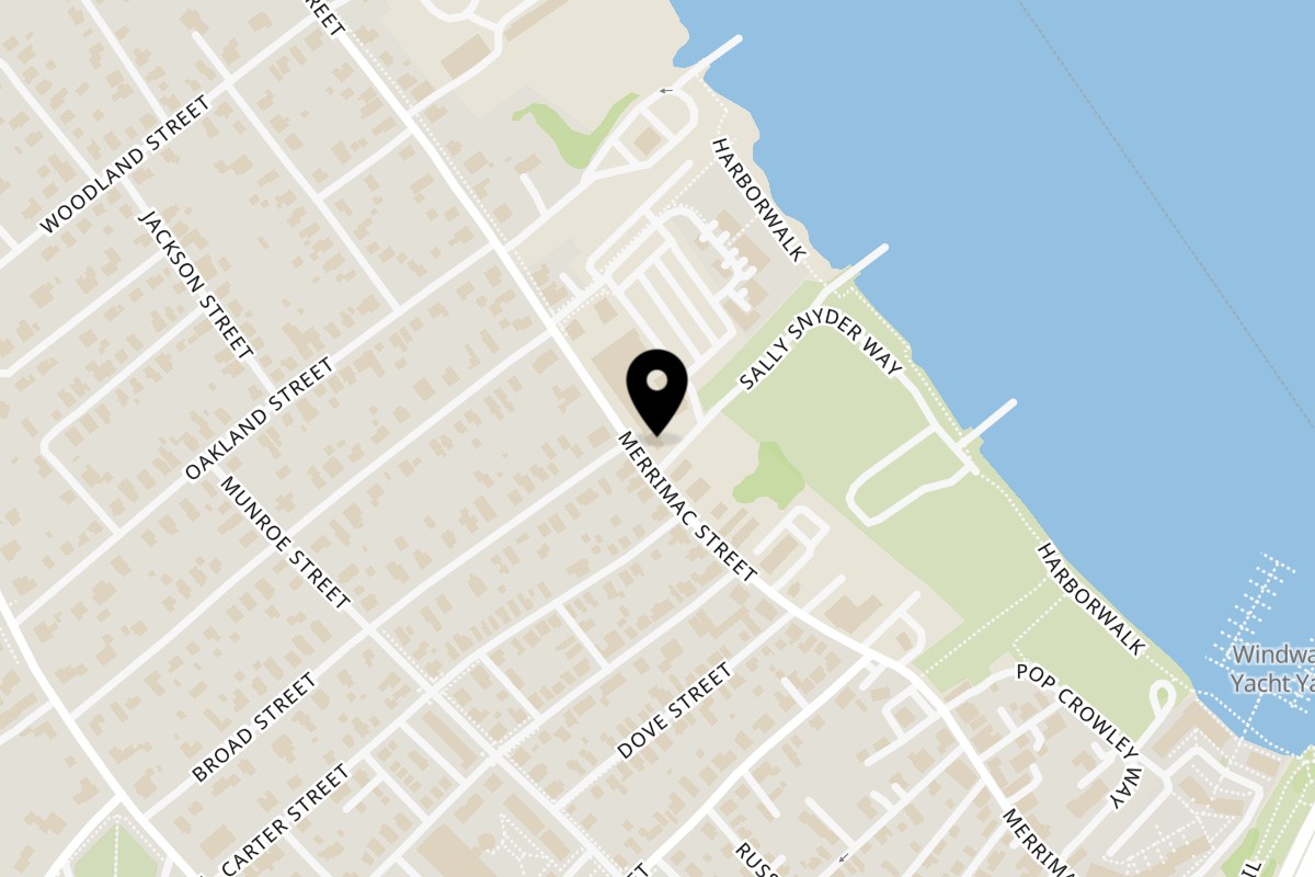 Map showing the location of Riverside Cafe and Diner on 260 Merrimac St in Newburyport